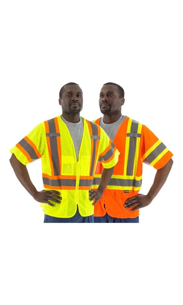 Majestic 75-3301 Hi-Vis Vest Mesh DOT Stripping ANSI 3 R