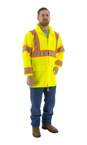 Majestic 75-7301 Hi-Vis Waterproof Rain Jacket DOT Striping ANSI 3 R