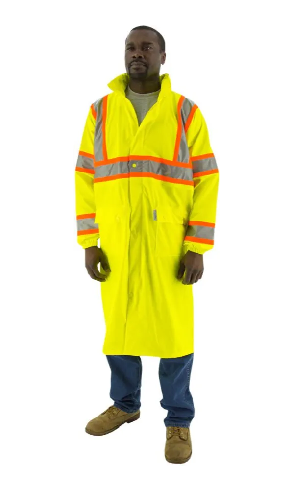 Majestic 75-7303 Hi-Vis Waterproof Rain Jacket DOT Striping ANSI 3 R