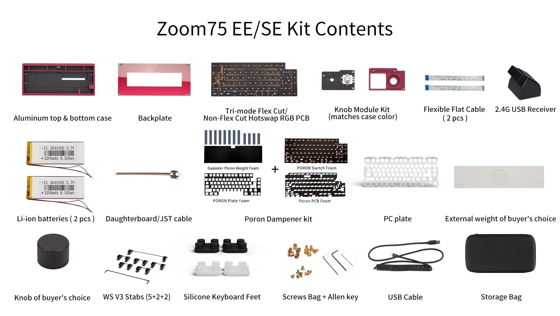 Meletrix Zoom75 LCD Edition - Barebones Keyboard Kit - Milk Tea