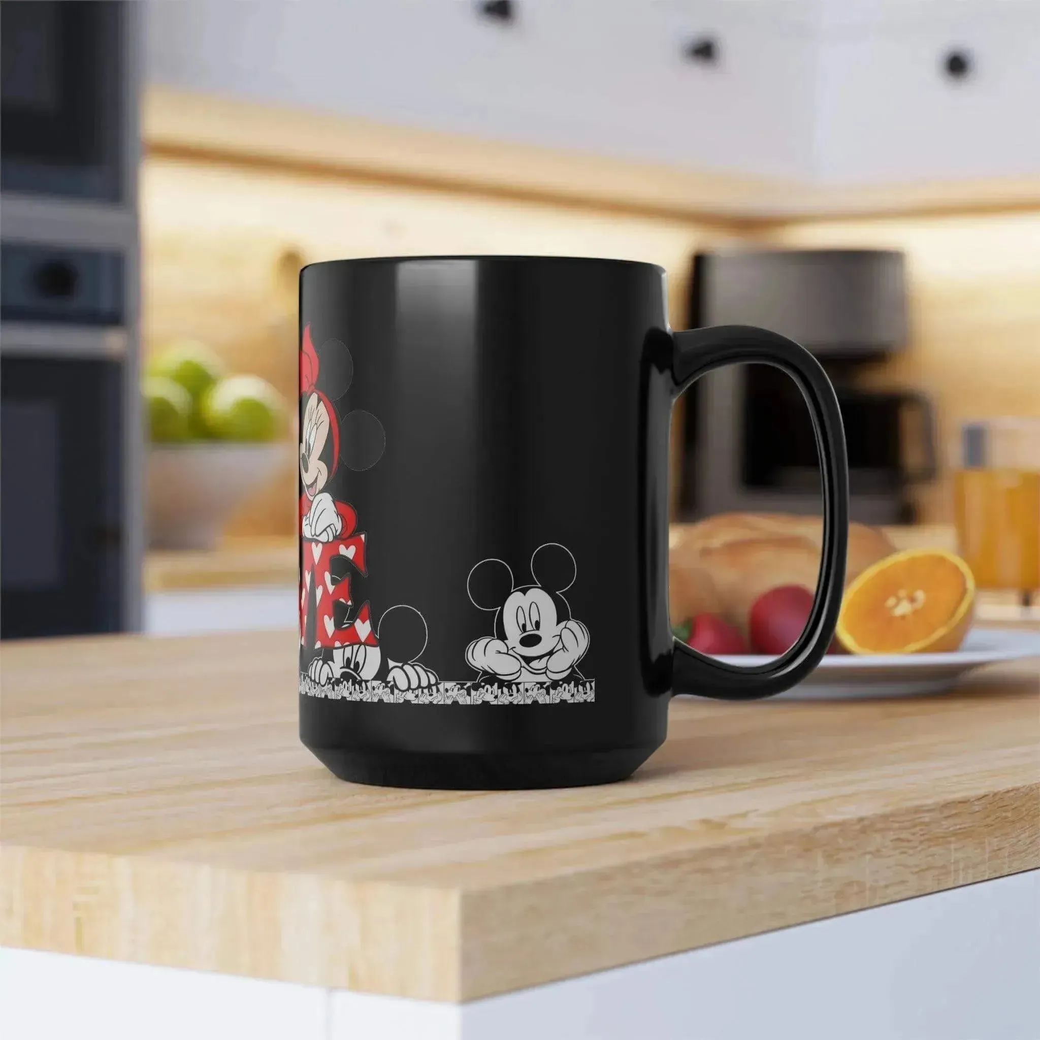 Mickey Minnie Mouse And Heart Ceramic Mug