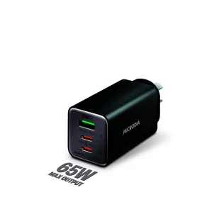 Microdia SmartCube Nano 65W Tri Port GaN Wall Charger (Black)