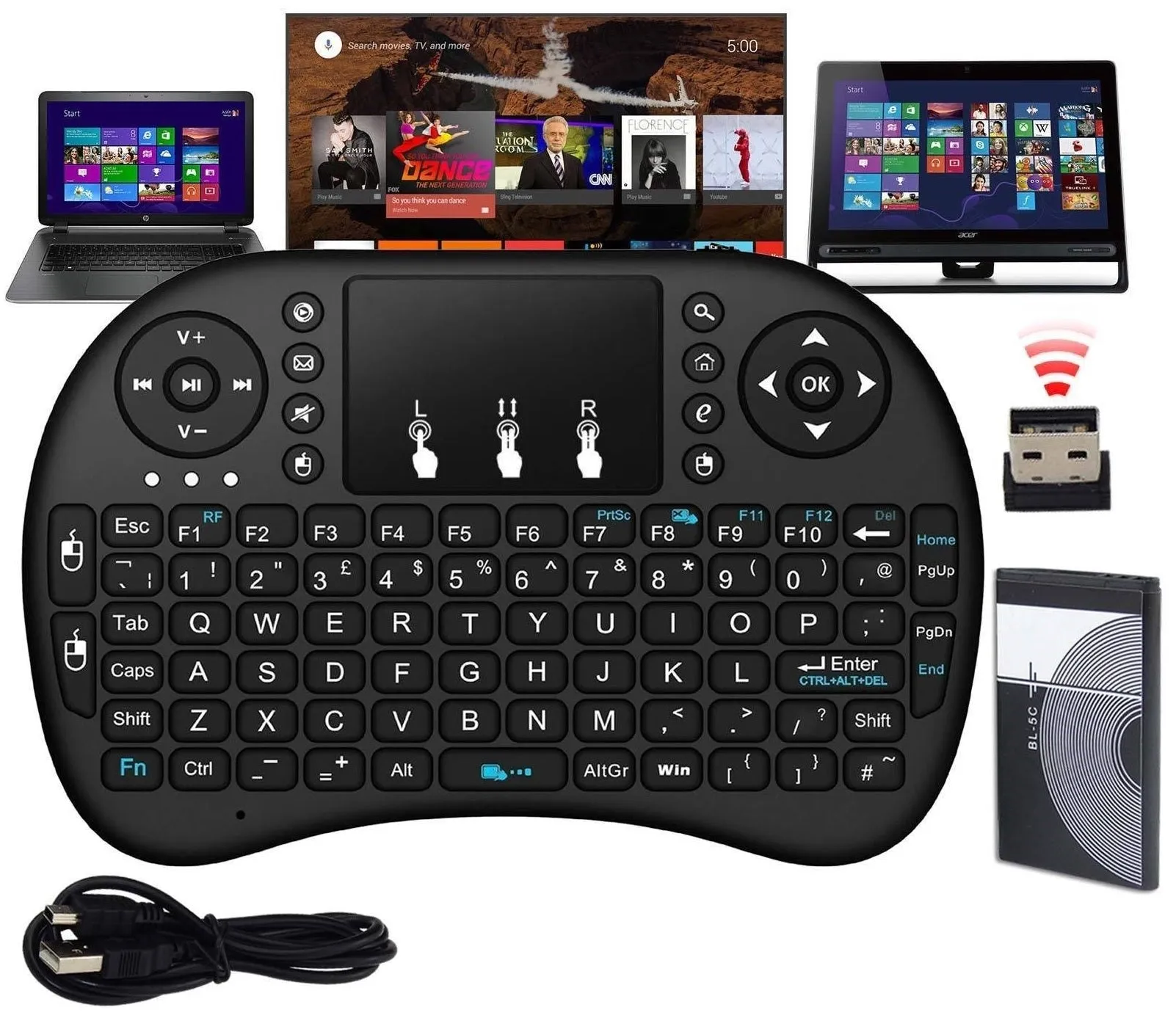 Mini Wireless Keyboard With Touchpad Mouse Combo