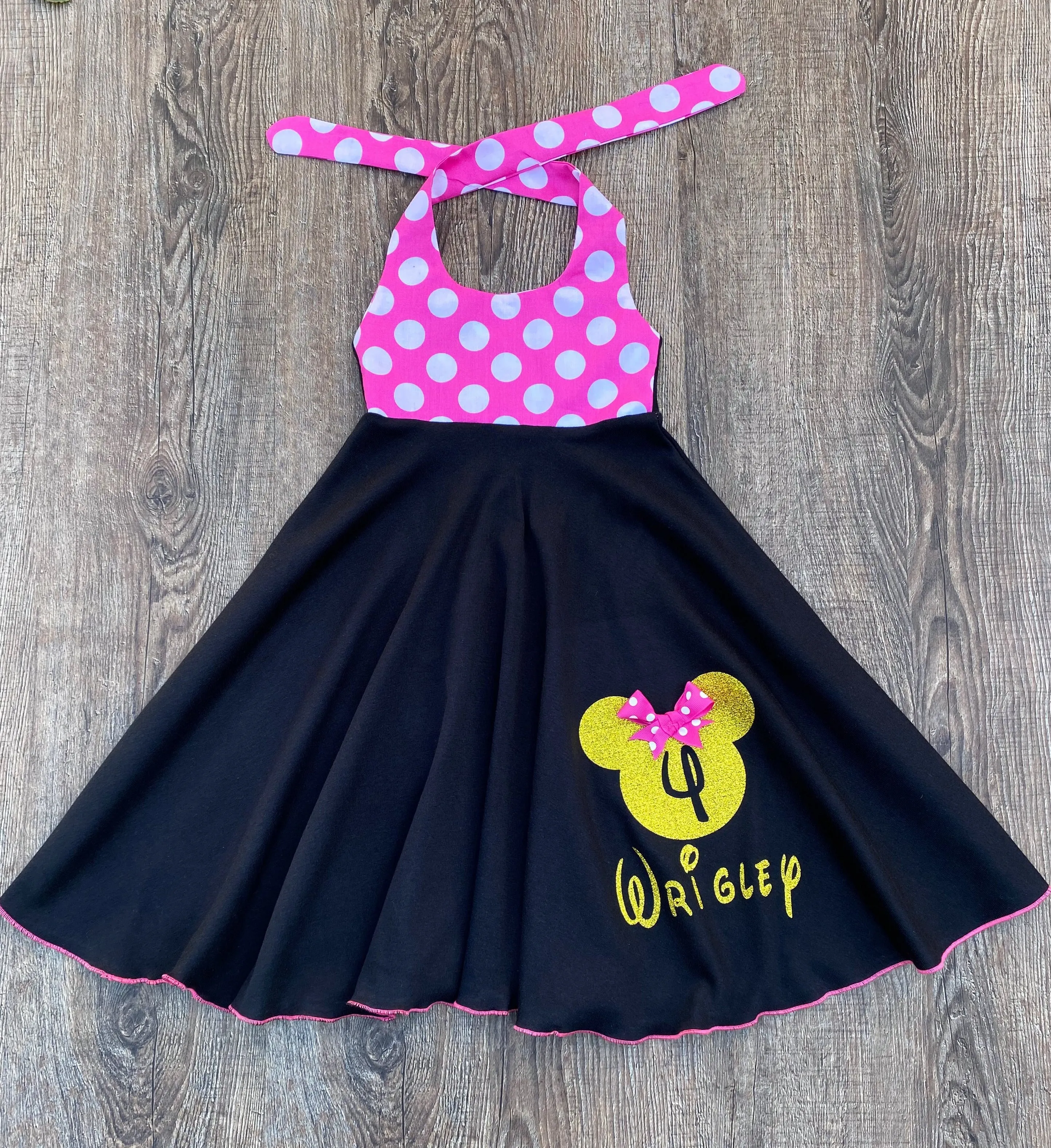 Minnie Mouse Hot Pink Gold Personalized Dress