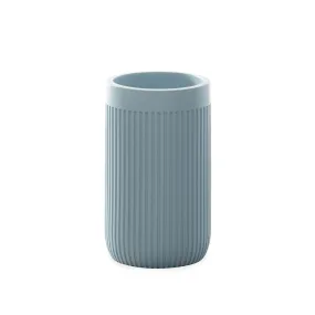 Modern Ribbed Blue Bath Accessories, Tumbler 