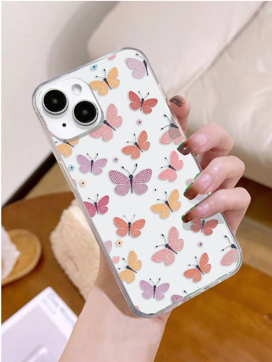 Multicolor Butterfly Clear Silicon Cover