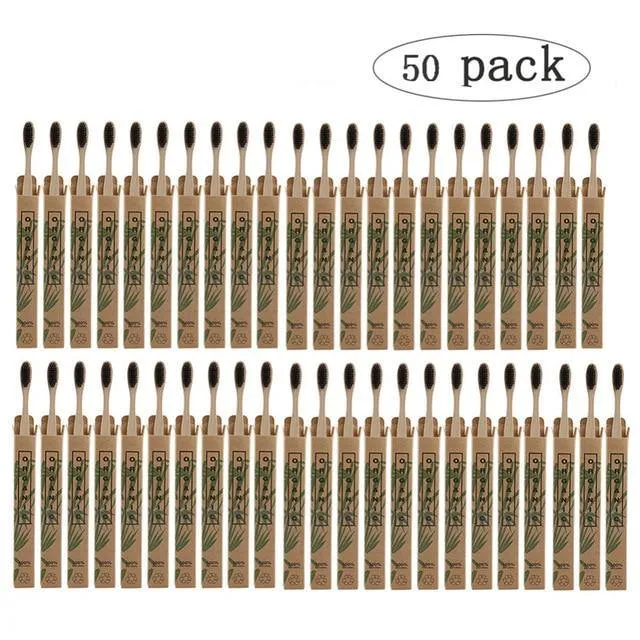 Natural Bamboo Toothbrush Soft Bristles Pack of 50