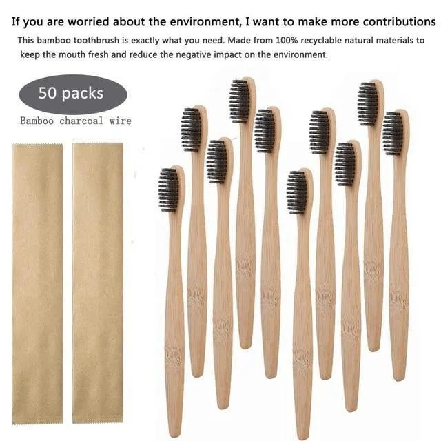 Natural Bamboo Toothbrush Soft Bristles Pack of 50