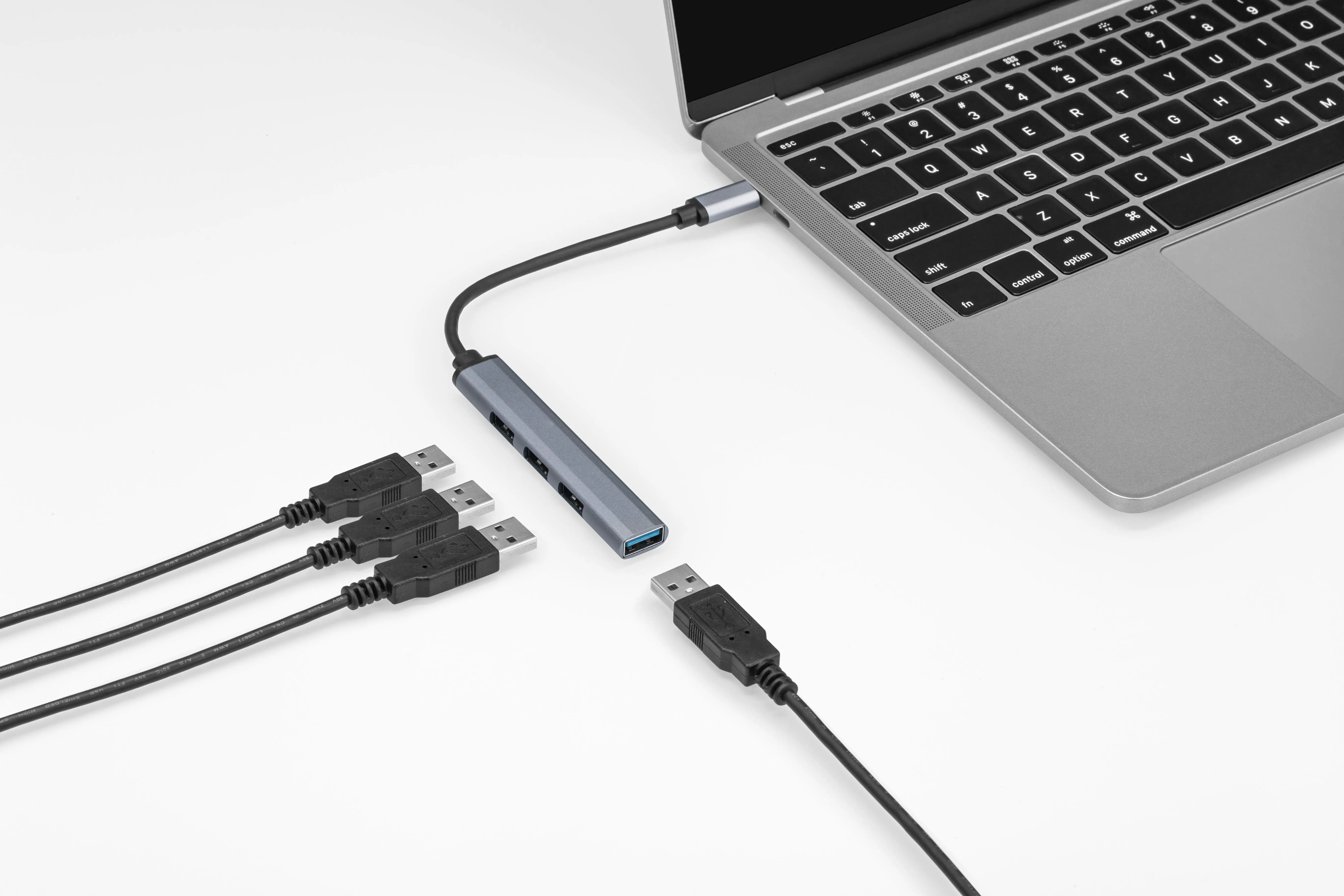 Nikkai USB-C Multiport Hub to 4x USB-A 3.1 Super Speed with 13cm Cable