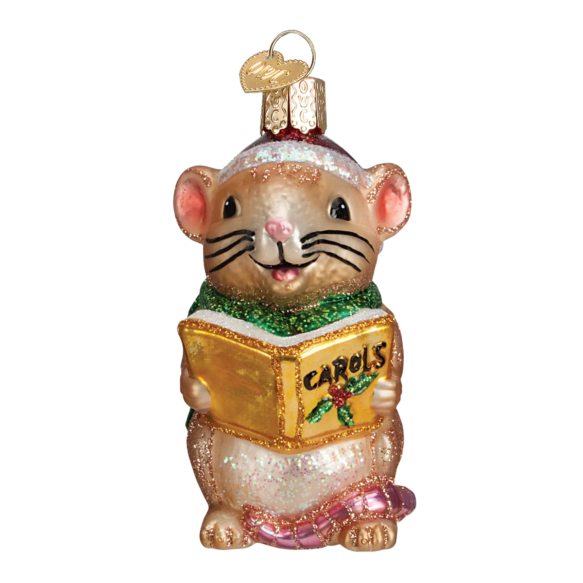 Old World Christmas Caroling Mouse - Tan