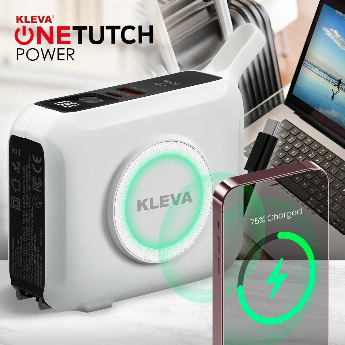 Onetutch PowerPlus 4-in-1 MagSafe Power Bank & Laptop Travel Charger with 3 Adapter Plug