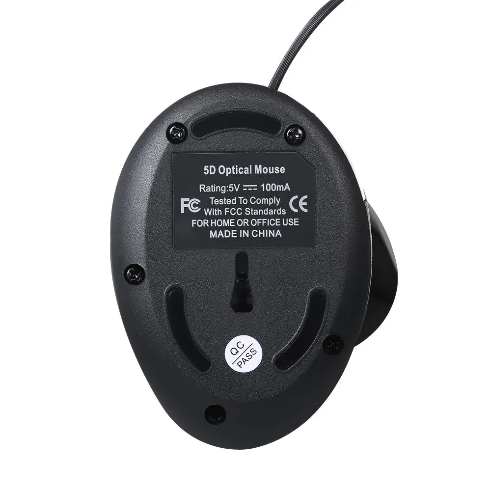 Optical Vertical Mouse - Ergonomic Wired Mouse for PC and Laptop (Black)