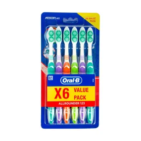 Oral B Toothbrush All Rounder 123 - Medium (Pack Of 6)