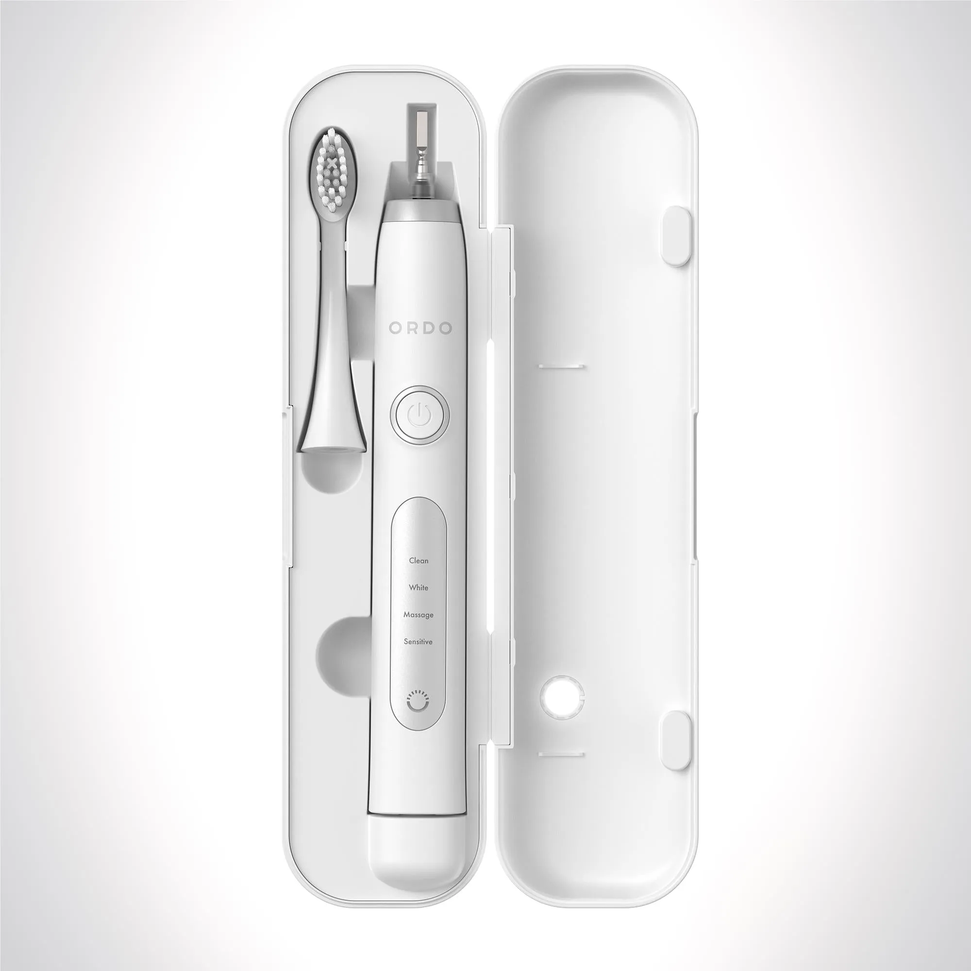 Ordo Sonic  Electric Toothbrush & Charging Travel Case Bundle (White Silver)