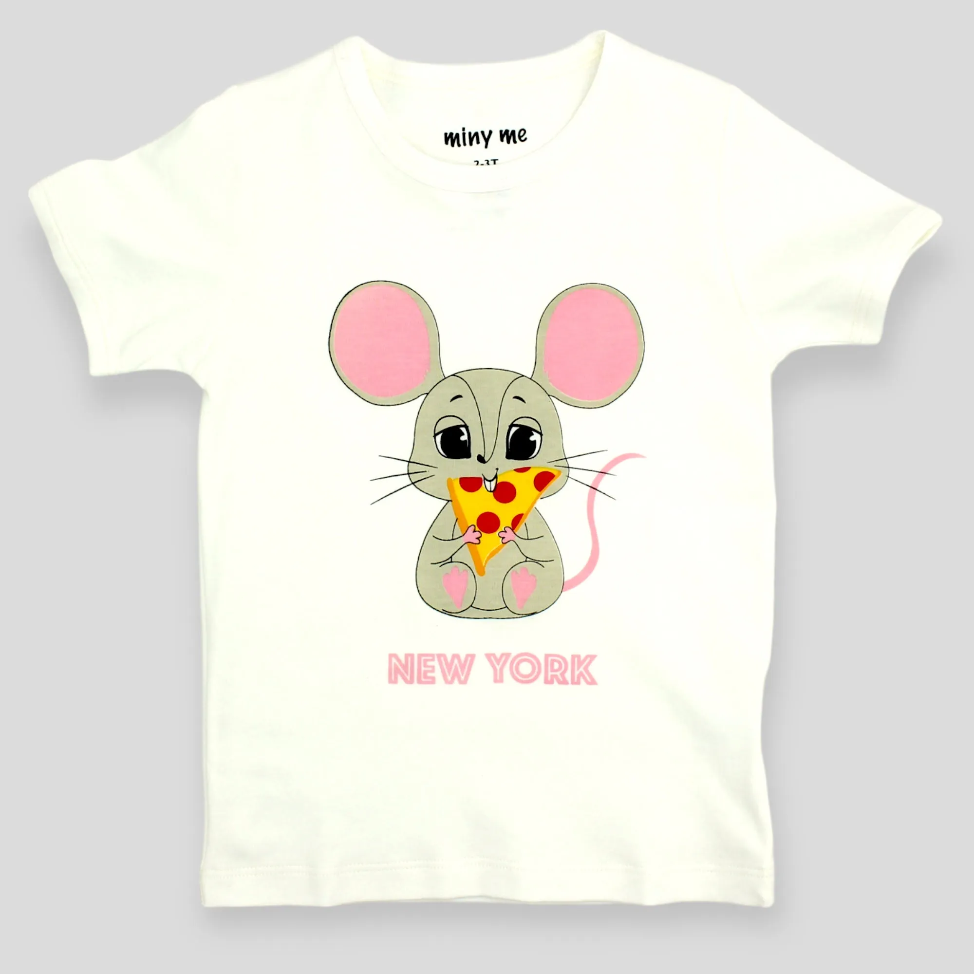 Organic Pima Cotton Pizza Mouse Tee in White for Kids