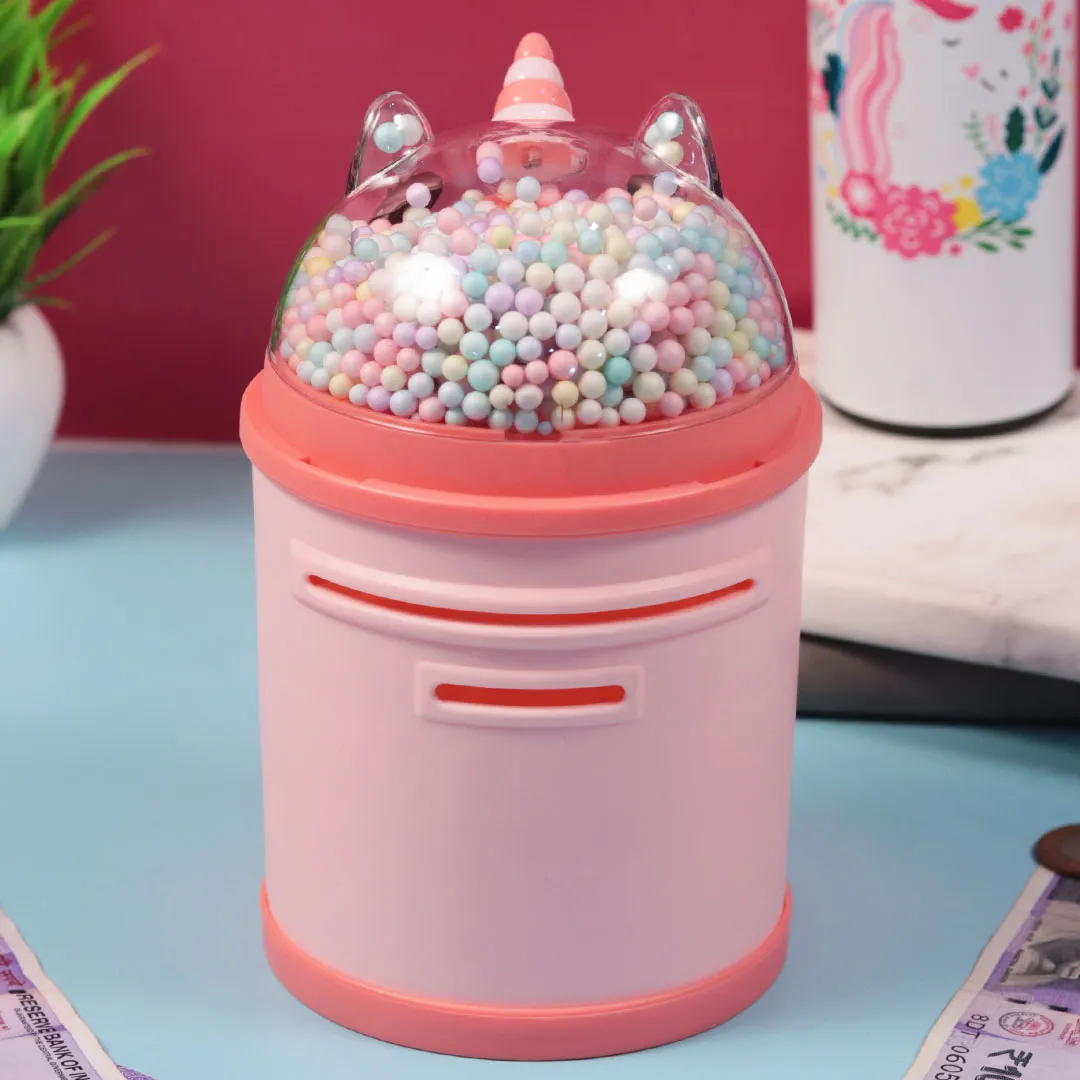 Personalized Plastic Piggy Bank -Unicorn Design Gullak for Girls