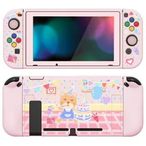 PlayVital ZealProtect Soft Protective Case for Nintendo Switch, Flexible Cover Protector for Nintendo Switch with Tempered Glass Screen Protector & Thumb Grip Caps & ABXY Direction Button Caps - Birthday Party - RNSYV6009