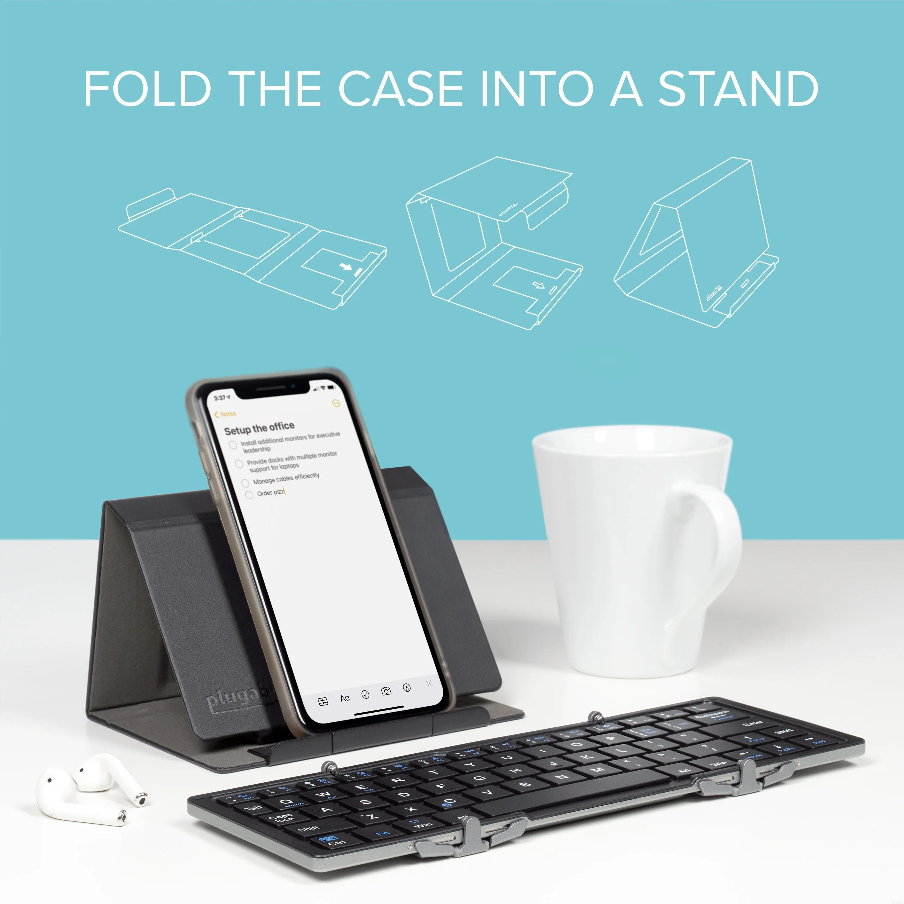 Plugable Compact Bluetooth® Folding Keyboard and Case