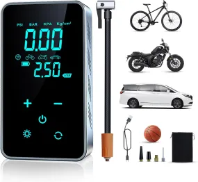 Portable Tire Inflator 150PSI, Cordless Air Compressor with Digital Gauge, LCD Screen for Car, Bike, Motorcycle, Ball