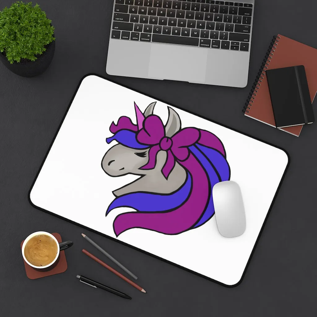 Purple Blue Unicorn Head Desk Mat