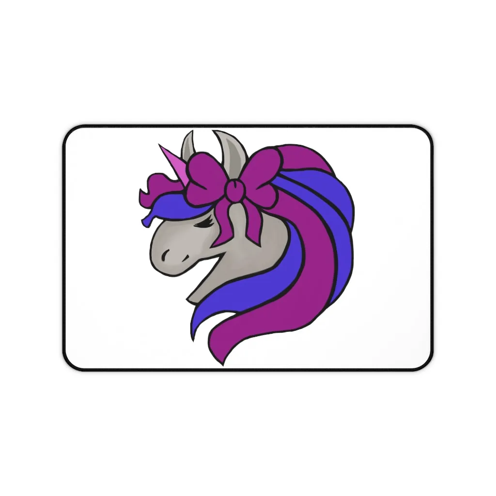 Purple Blue Unicorn Head Desk Mat