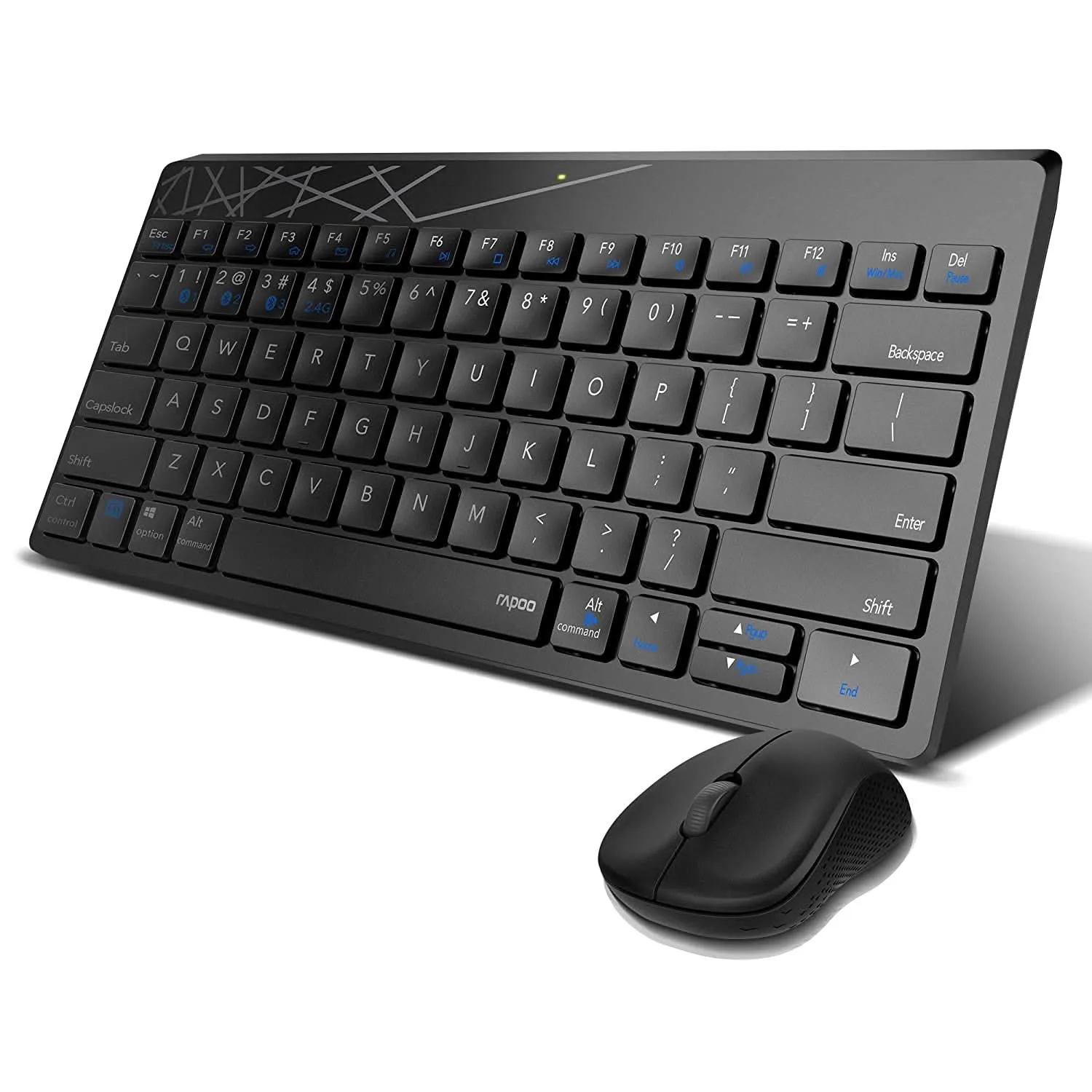 RAPOO 8000M MULTI-MODE KEYBOARD & MOUSE BLUETOOTH 3.0/4.0 WIRELESS 2.4 GHZ 1300 DPI COMBO-BLACK