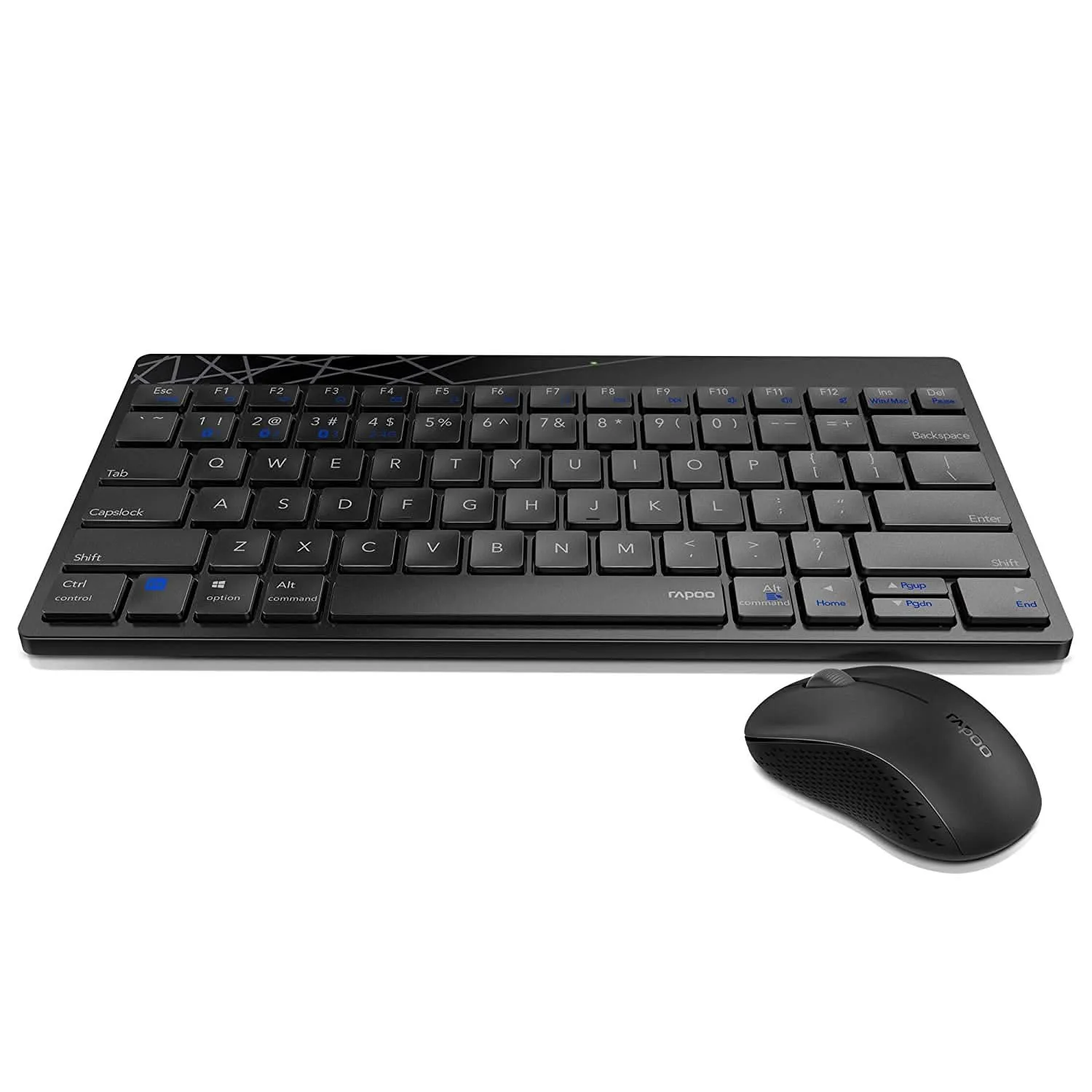 RAPOO 8000M MULTI-MODE KEYBOARD & MOUSE BLUETOOTH 3.0/4.0 WIRELESS 2.4 GHZ 1300 DPI COMBO-BLACK