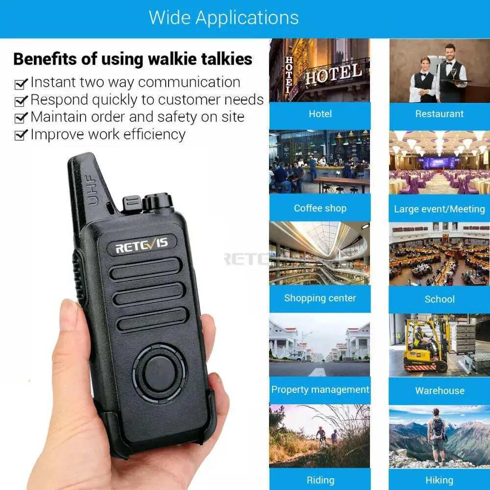 RETEVIS RT22S Handsfree Walkie Talkie 2pcs RT22 Upgrade VOX Hidden Display Two-way Radio Transceiver Walkie-talkies FRS 462MHz