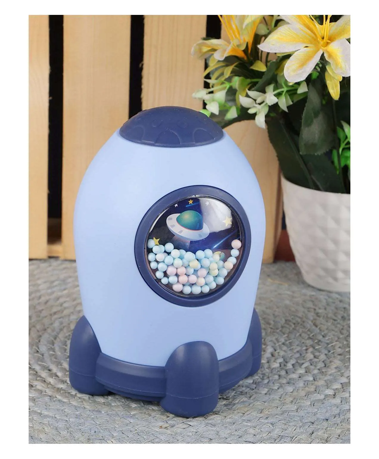 Rocket Money Saving Plastic Coin Bank with Lock