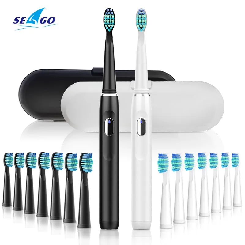 SEAGO Electric Toothbrush Rechargeable Buy 2 Pieces Get 50% Off Sonic Toothbrush 4 Mode Travel Toothbrush with 3 Brush Head Gift