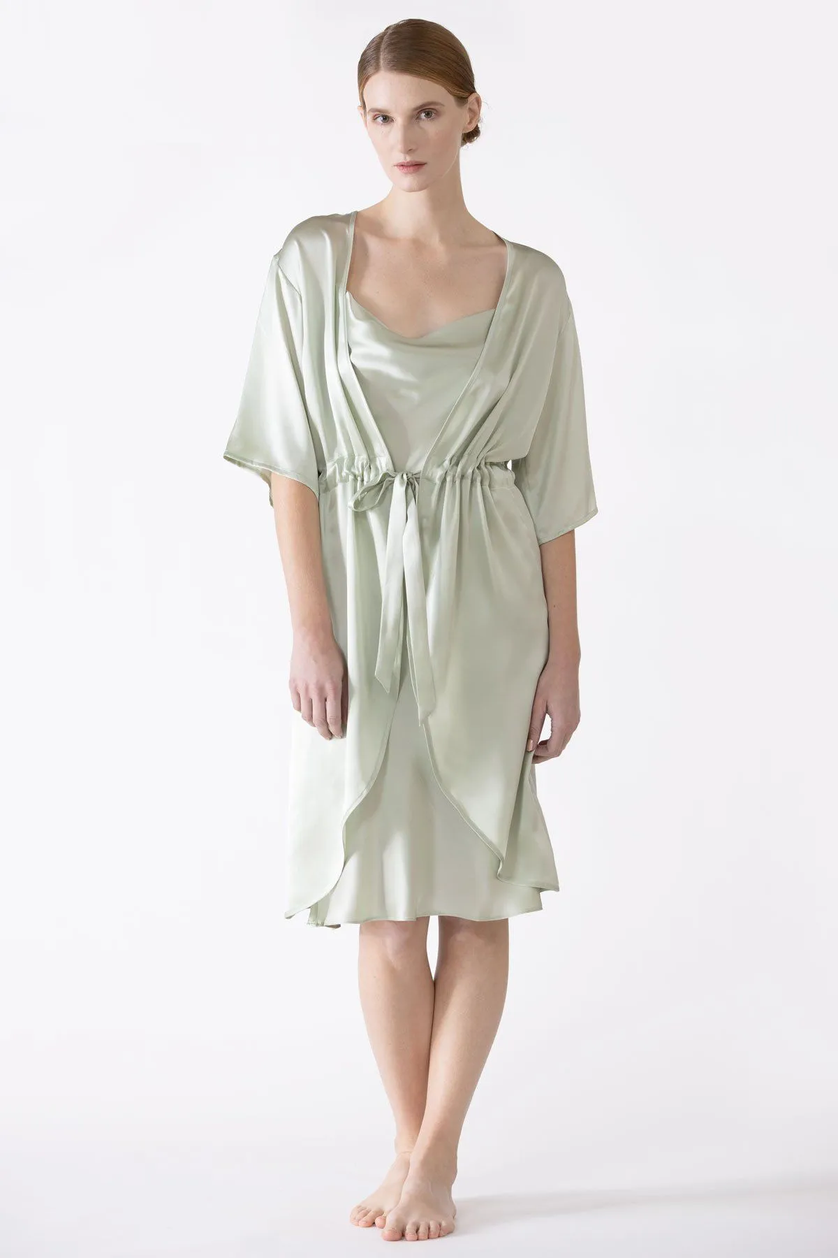 Sierra 3/4 Sleeve Front Tie Silk Robe