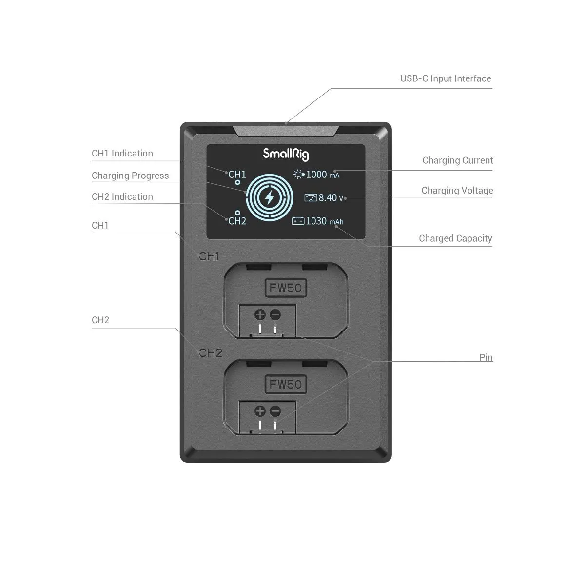 SmallRig NP-FW50 Camera Battery and Charger Kit 3818 (Black)