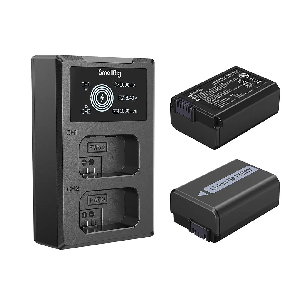 SmallRig NP-FW50 Camera Battery and Charger Kit 3818 (Black)