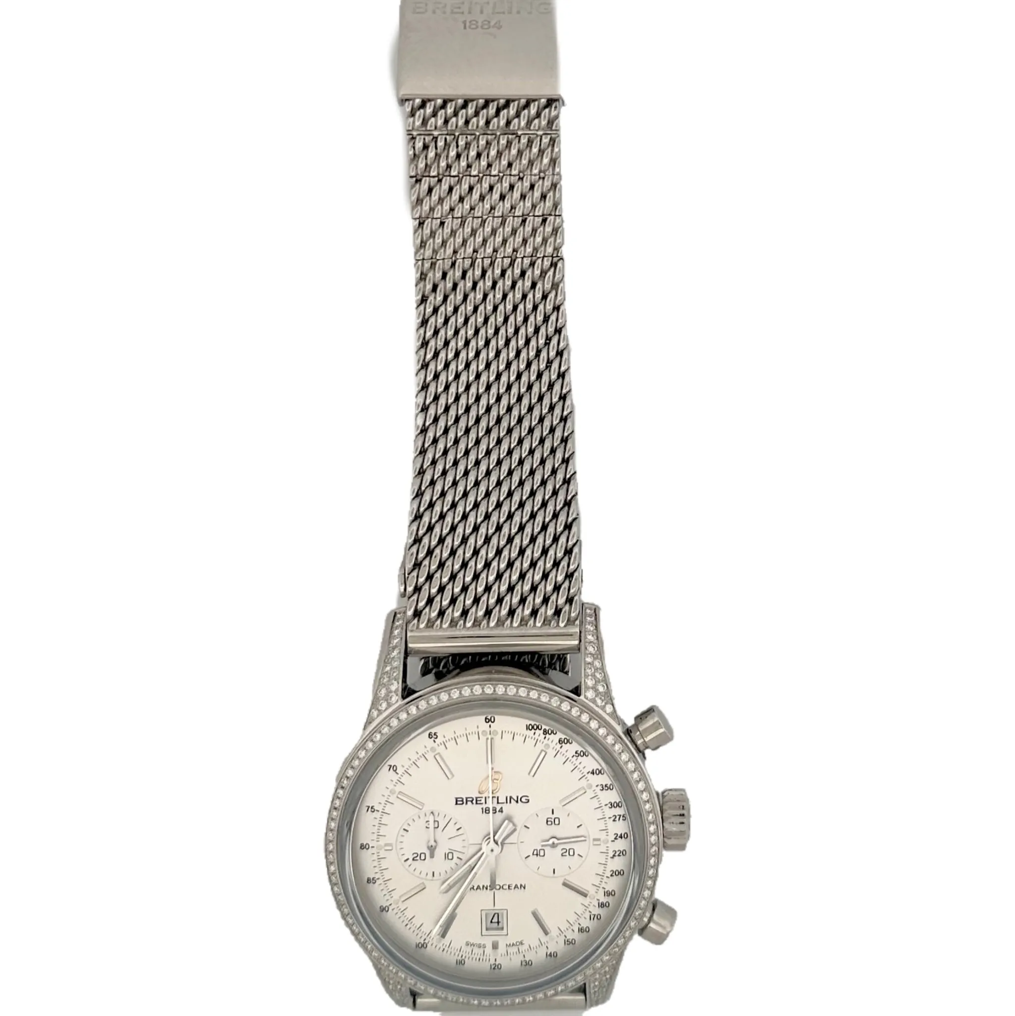 Sold! Breitling Transocean Chronograph Men's Stainless Steel Watch with Diamonds