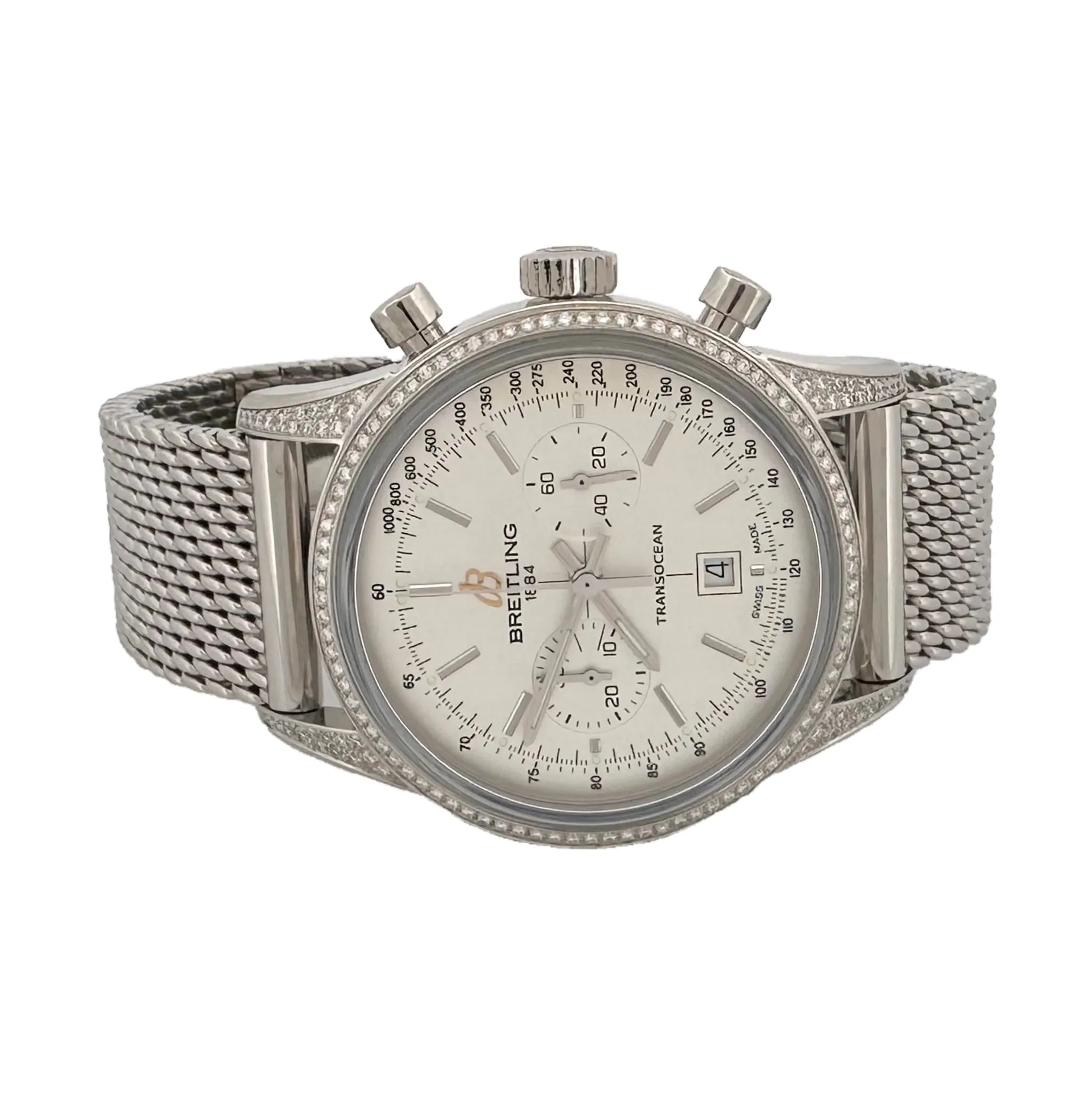 Sold! Breitling Transocean Chronograph Men's Stainless Steel Watch with Diamonds