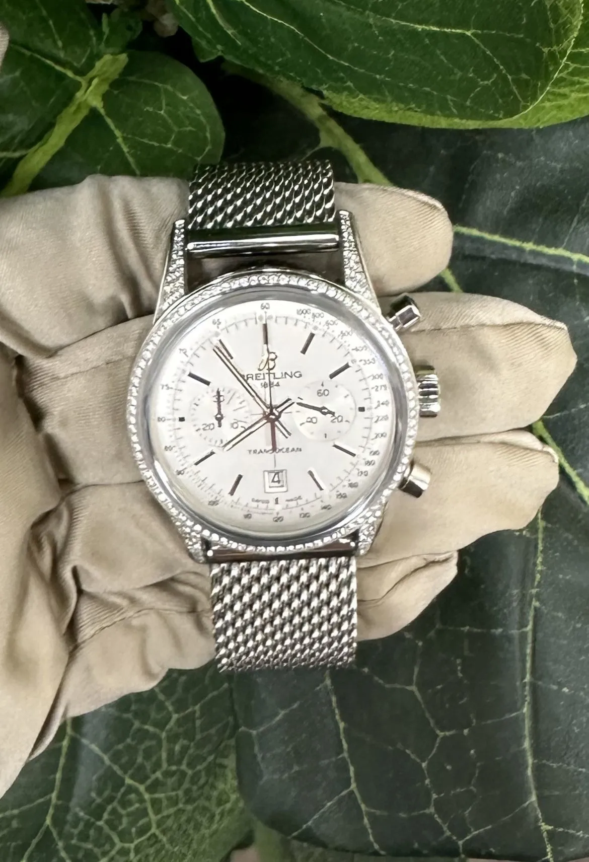 Sold! Breitling Transocean Chronograph Men's Stainless Steel Watch with Diamonds