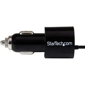 StarTech.com Dual-port Car Charger with Lightning Cable and USB 2.0 Port - Black - 1 Pack - 21 W - 5 V DC/4.20 A Output