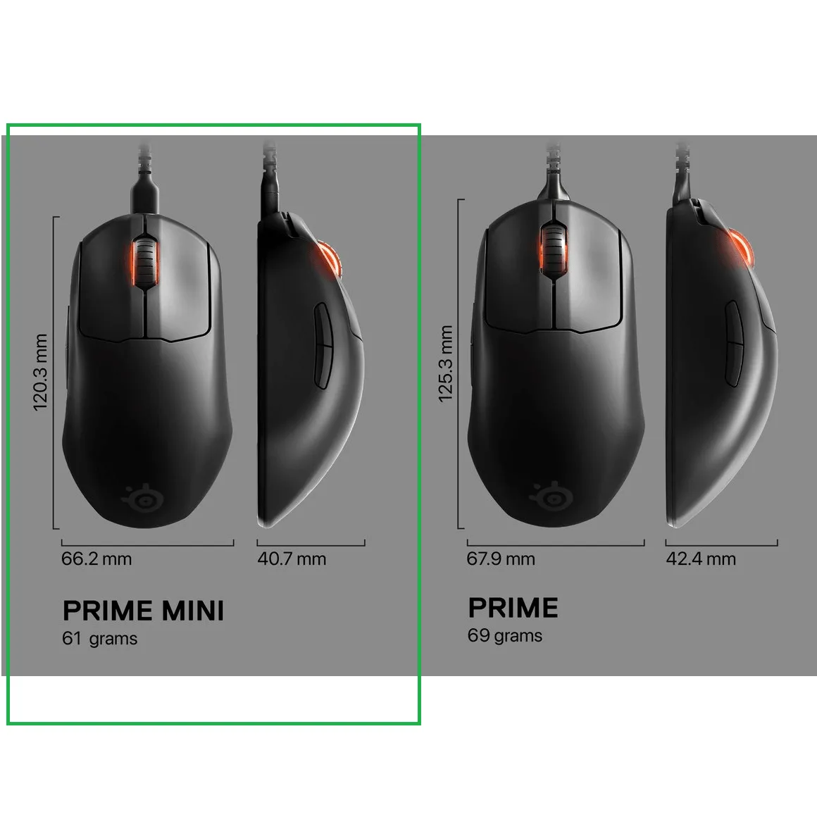 SteelSeries Prime Mini Gaming Wired Mouse Lightweight RGB Lights eSports