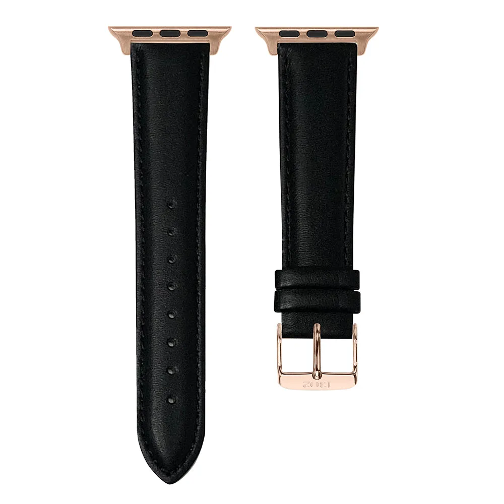 Stitched Black Apple Watch Strap  - 38mm, 40mm, 41mm