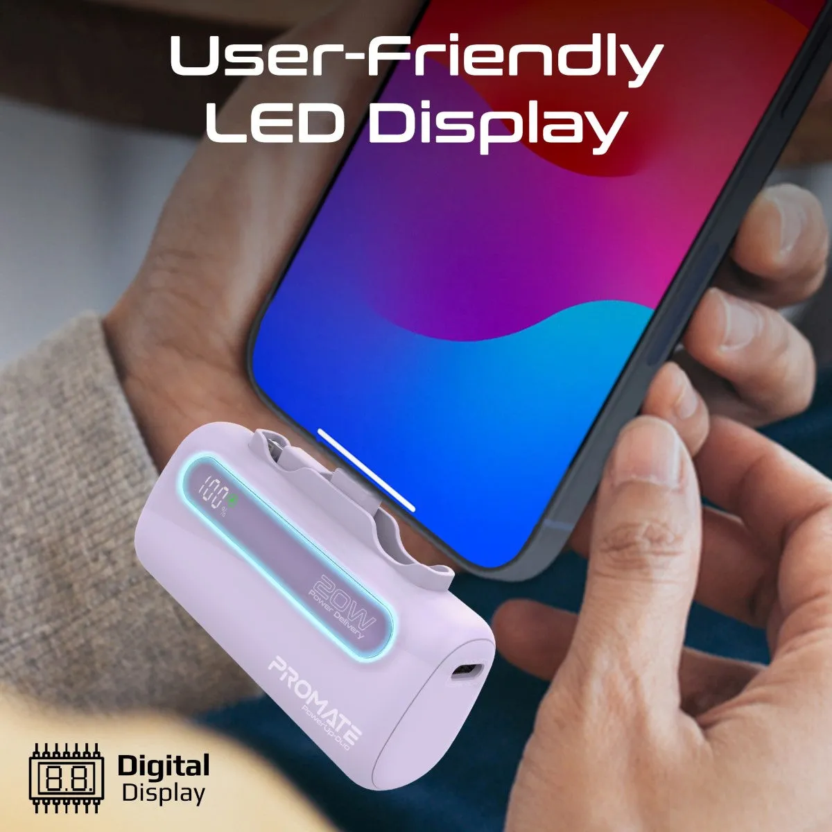 Ultra-Compact Fast Charging Power Bank with Dual foldable USB-C™ & Lightning Connectors