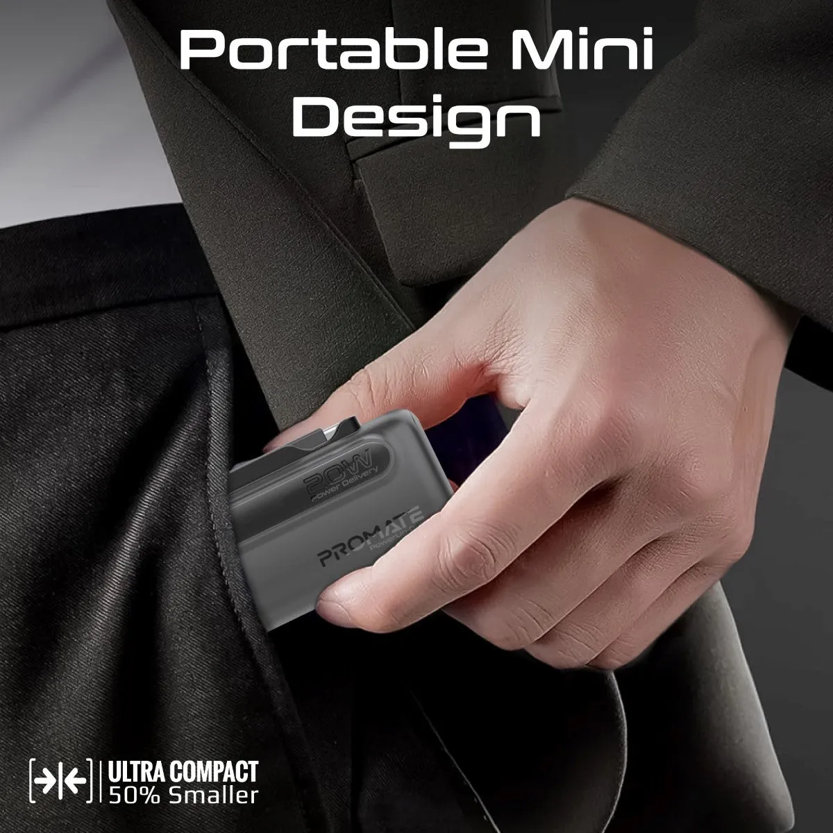 Ultra-Compact Fast Charging Power Bank with Dual foldable USB-C™ & Lightning Connectors