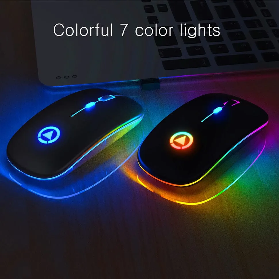 Ultra-Thin Mini A2 Wireless Rechargeable LED Mouse With 7 Colors