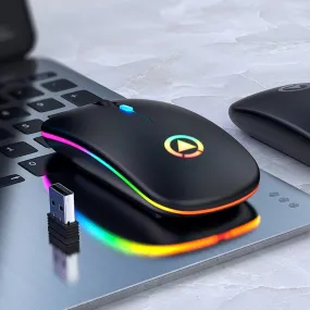 Ultra-Thin Mini A2 Wireless Rechargeable LED Mouse With 7 Colors