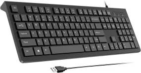 USB Keyboard Foldable Stands, Spill-Resistant, Anti-Wear Letters for Windows Mac PC Laptop, Full Size