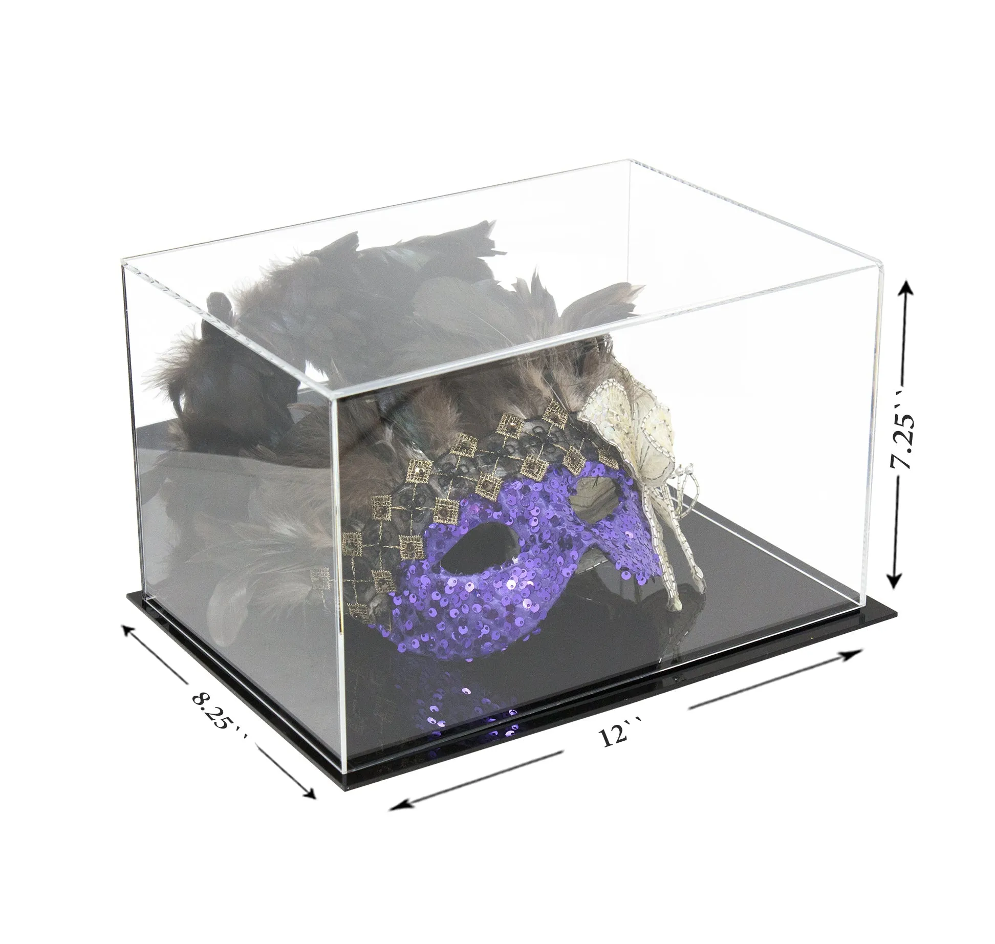 Versatile Display Case - Rectangle Box 12 x 8.25 x 7.25 - Mirror No Wall Mounts (A018/V40)