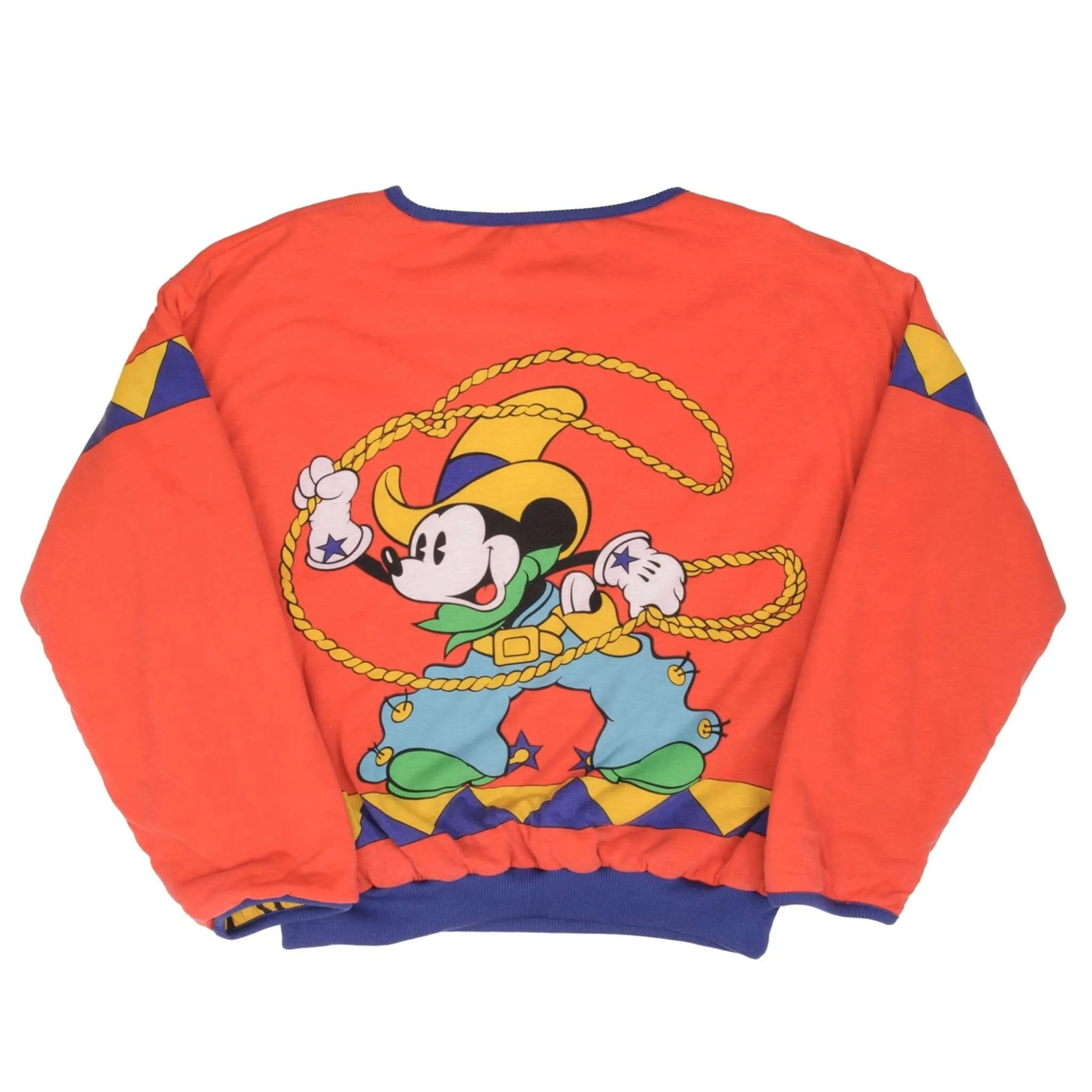 VINTAGE DISNEY ALL OVER PRINT MICKEY COWBOY REVERSIBLE SWEATSHIRT SIZE LARGE