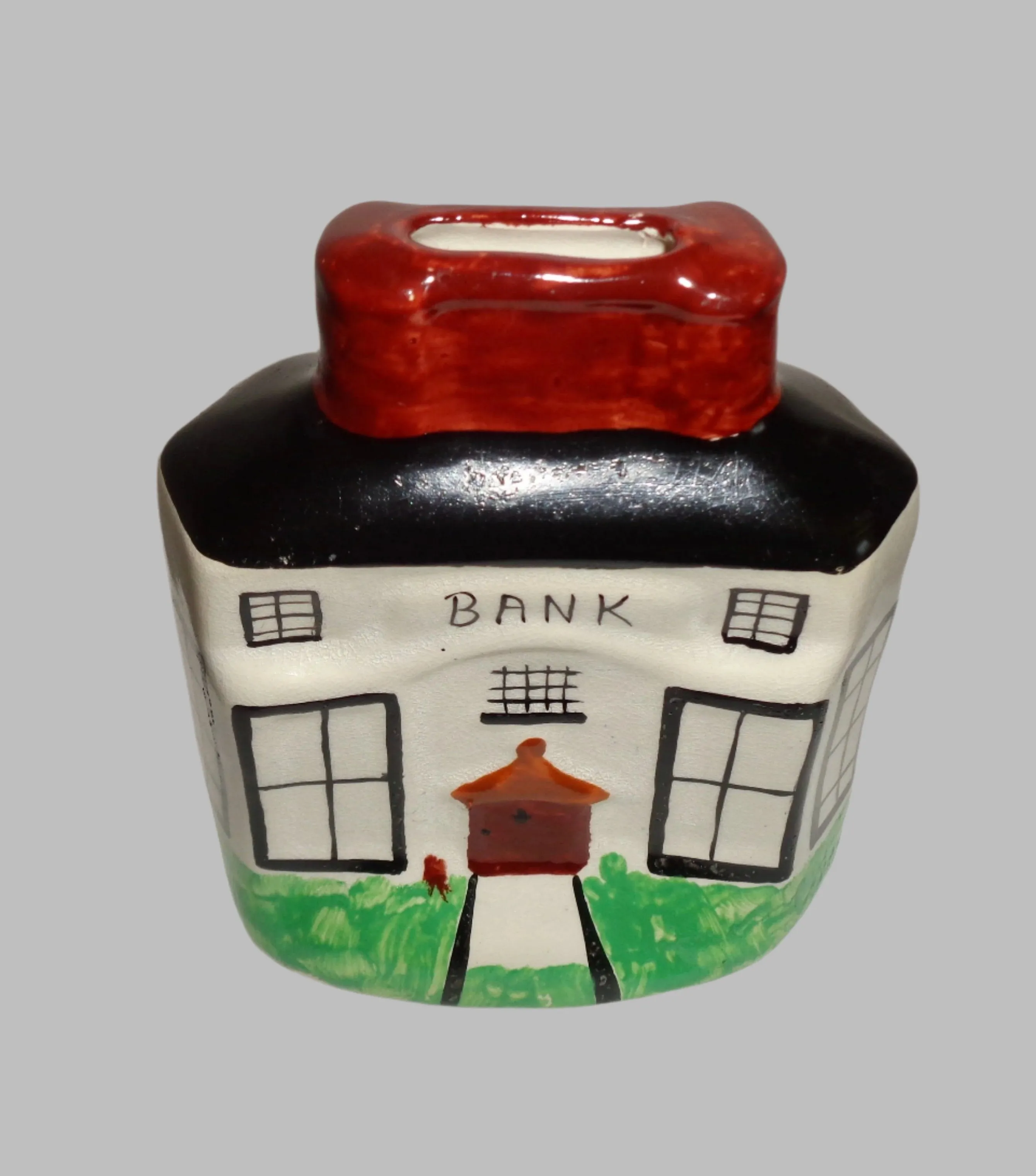 Vintage Staffordshire Flat Ceramic Bank Money Box