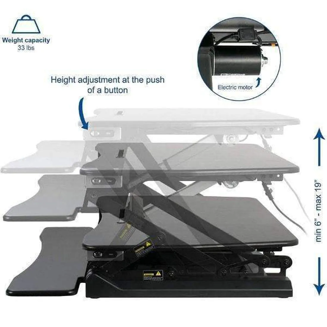 VIVO Black Electric Standing Desk Converter, DESK-V000EB