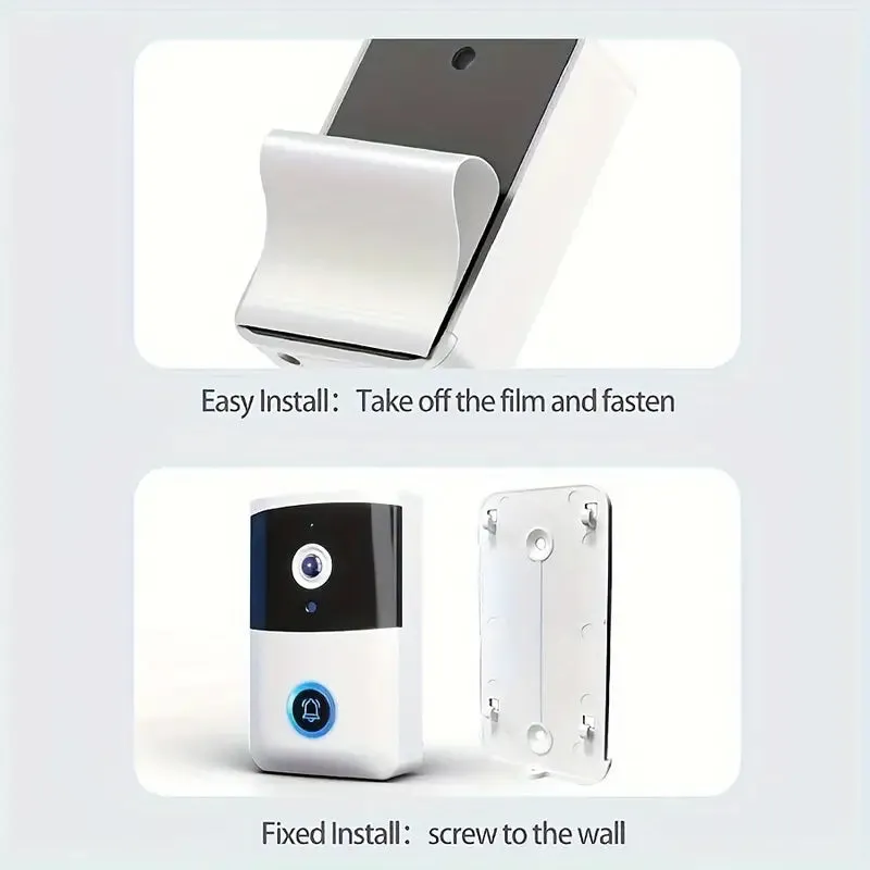 Wireless Smart Video Doorbell - Video Doorbells with Night Vision, 2-Way Audio, Wi-Fi Connectivity, Real-Time Viewing, App Control, 38 Melodies, Adjustable Volume